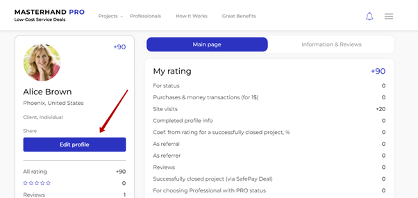 profile of client 5 settings