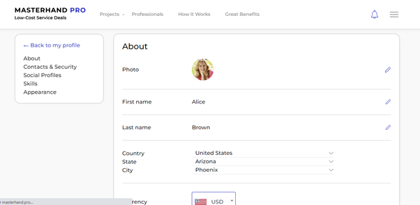 profile of client 7 settings