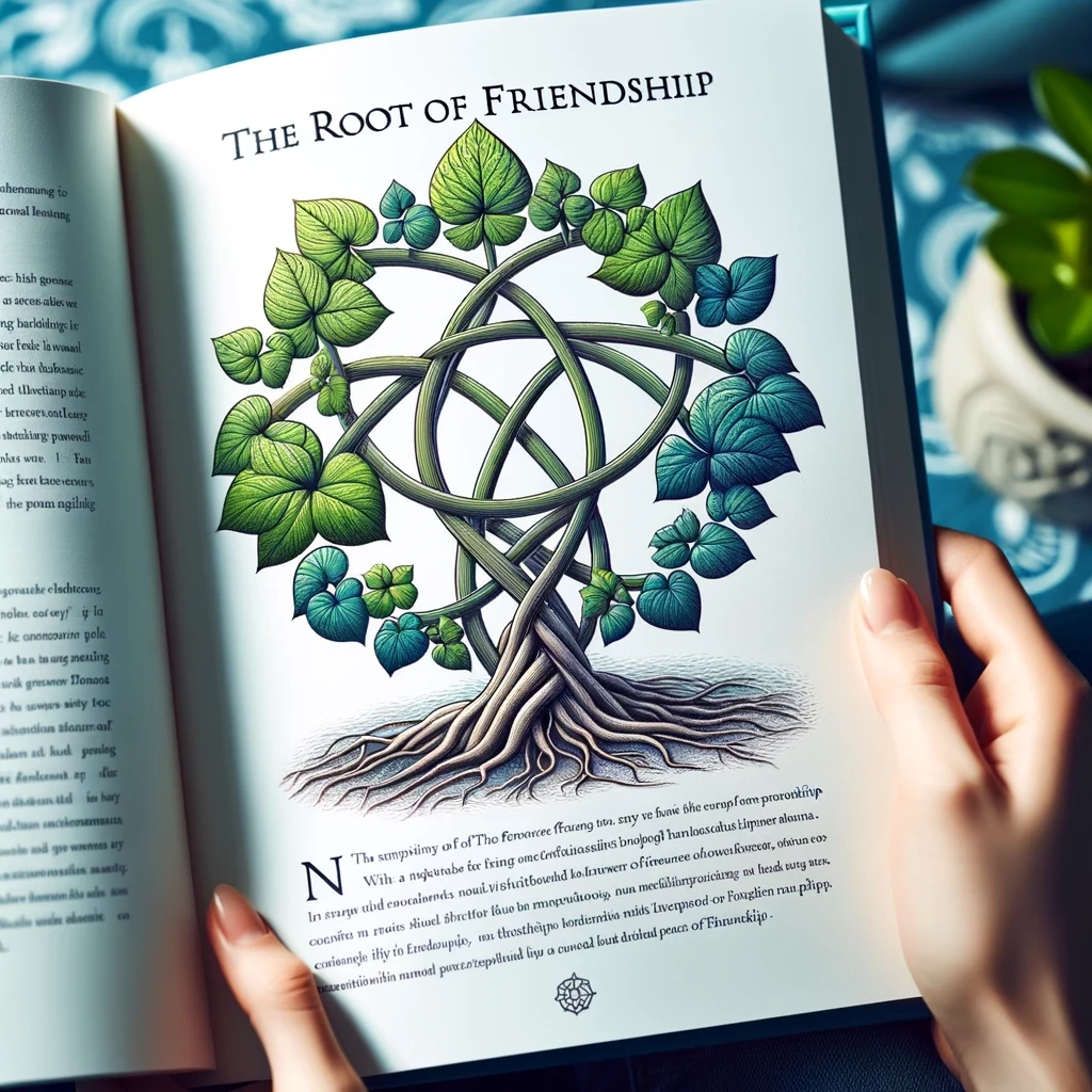 a detailed illustration of a friendship plant with lush green leaves symbolizing deep connections in relationships placed on a background that subtl