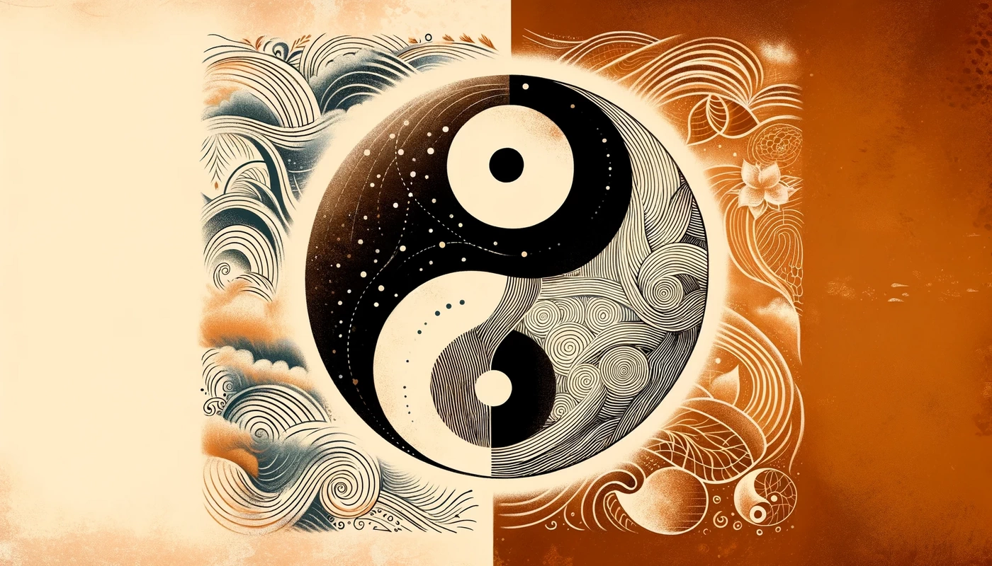 an artistic representation of the concept yin and yang in relation to body types