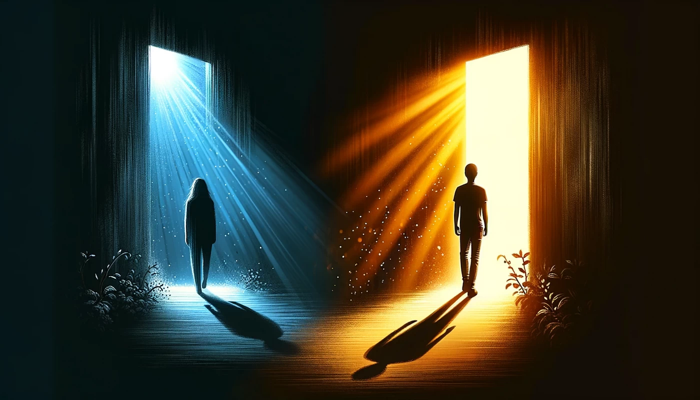 an image illustrating a transition from darkness to light