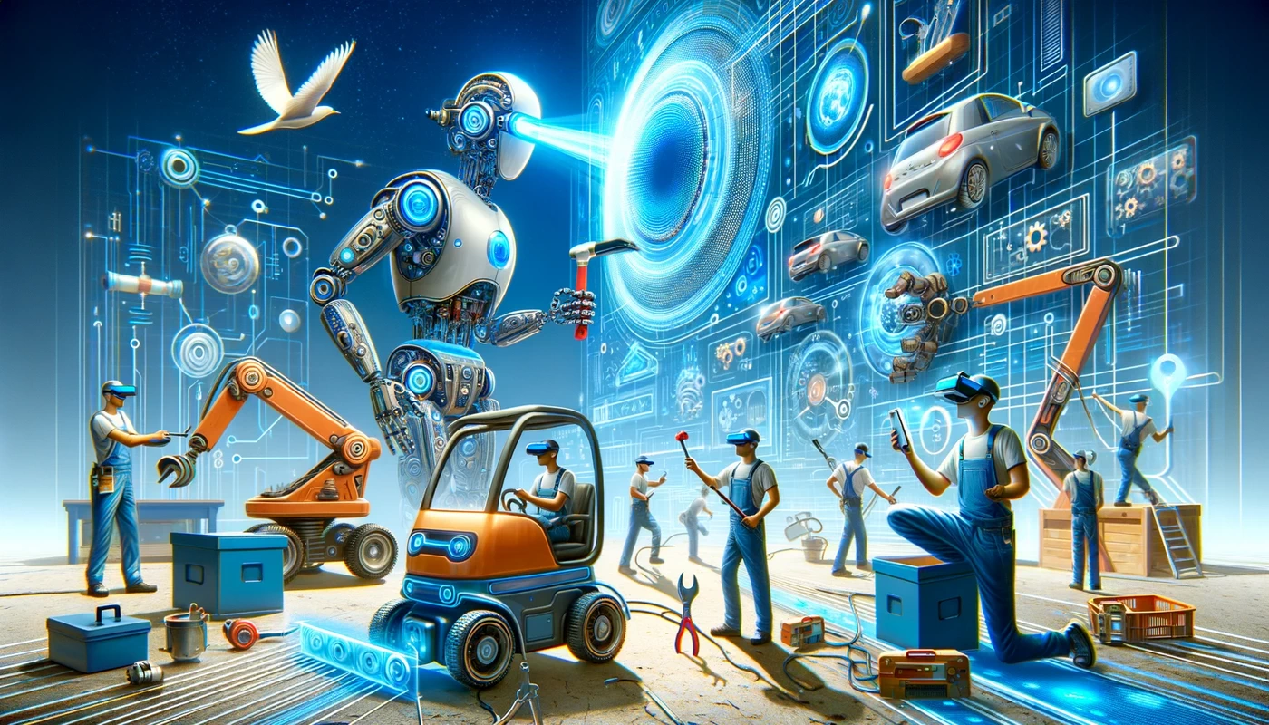 an imaginative and futuristic image for the chapter the future of handyman services in a tech driven world automation and augmentation the image s