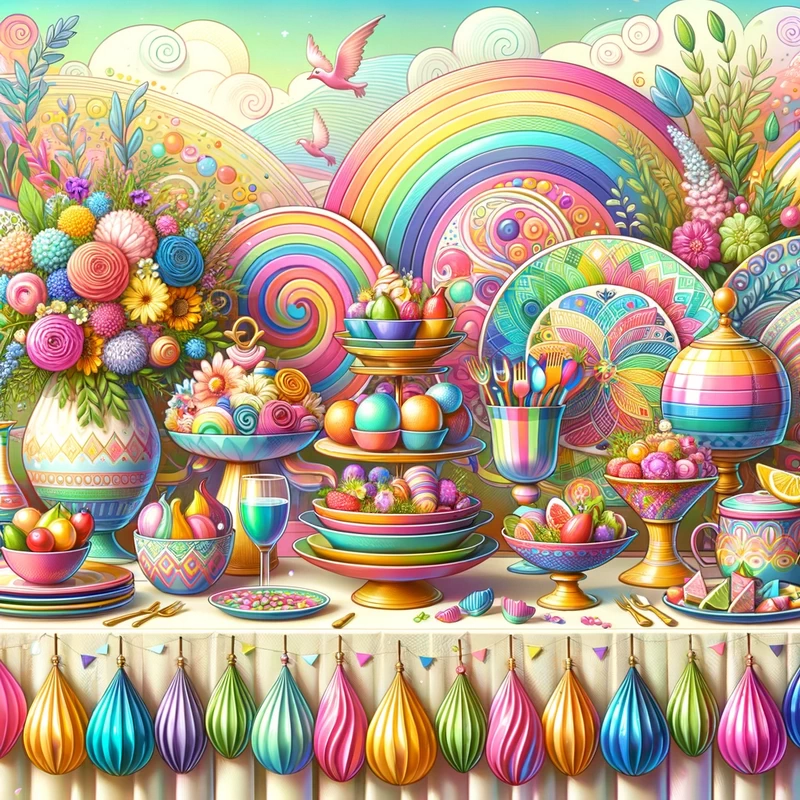 illustration of creative presentation and serving ideas for a color themed party