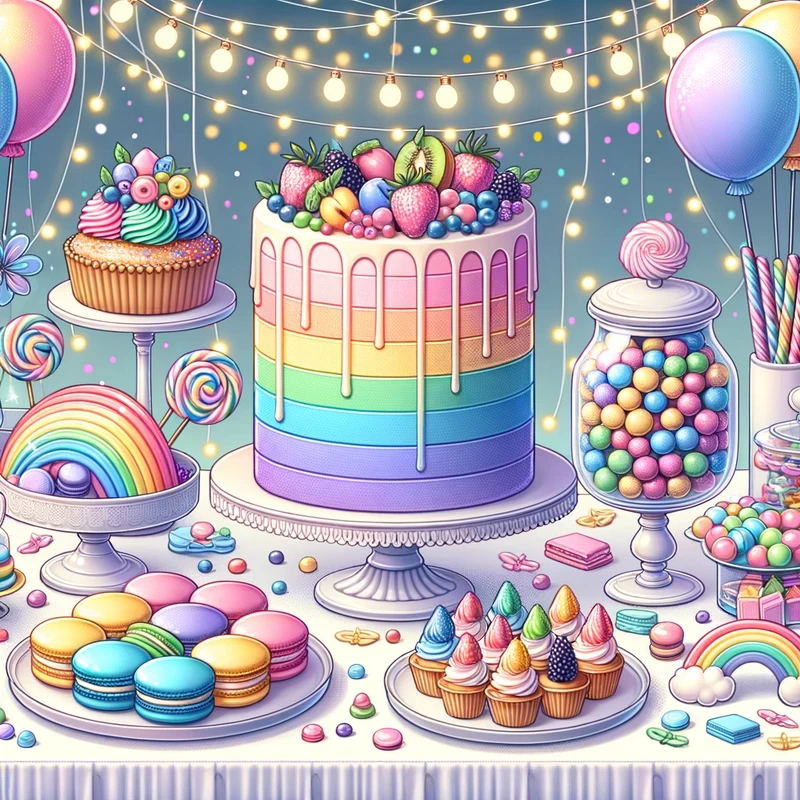 dessert table for a color party