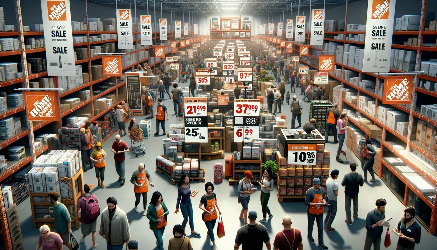 home depot and lowes mastering the art of store sales discounts and promotions the image depicts a bustling scene inside