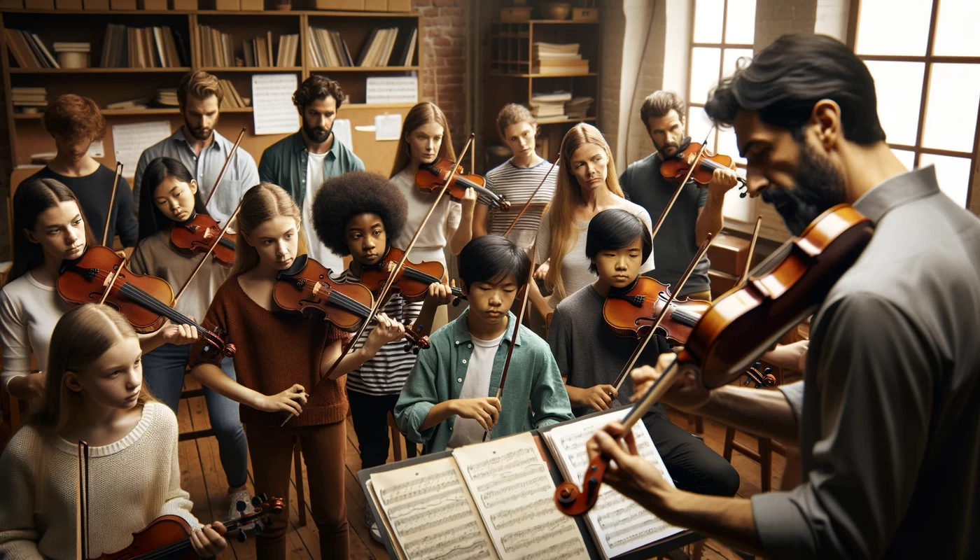 striking a chord discover the best local violin lessons near you this image captures a diverse group of aspiring violinist